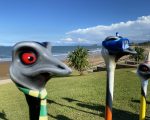billet aluminium emu heads on display at emu park